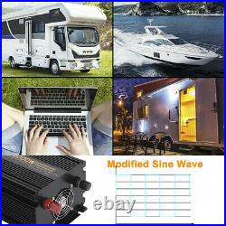 Power Inverter 2000W 4000W 12V DC to 110V 120V AC LCD Cable Car Boat RV withRemote