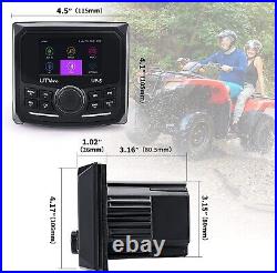 Powersports Boat Stereo Radio AM/FM Bluetooth Streaming 3 Zones, Rear View Camera