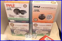 Pyle 1DIN Marine Boat Bluetooth USB Input CD Radio, 8x White 6.5 Speakers, Amp