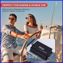 Pyle 4-Channel Rated Marine Amplifier Kit-Wireless BT Streaming Marine Grade