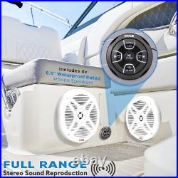 Pyle 6.5'' Waterproof Rated Marine Speakers 2x75W RMS Wireless BT Remote Control