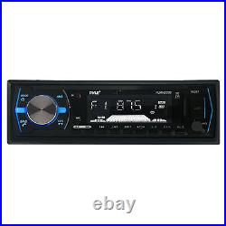 Pyle Black AUX Boat AM FM Radio, 6.5 120W Speakers, Antenna, 400W Marine Amplifier