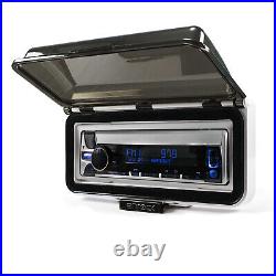 Pyle Bluetooth Marine CD Radio, Cover, Amp, Antenna, 4x 8 320W Blue LED Speaker