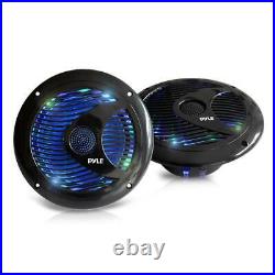 Pyle Bluetooth USB Round Radio, Antenna, 6.5 Multi LED Boat Speakers, Amplifier