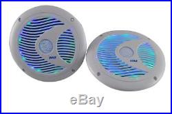 Pyle Boat Marine Radio Receiver (4) 6.5 150W Marine Speakers With Multicolor LEDs
