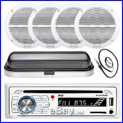 Pyle CD SD Bluetooth Boat Stereo, 6.5 Marine Speakers, Radio Cover, Antenna