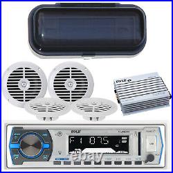 Pyle In-Dash Radio Stereo MP3 Player For your Boat, 4 Speakers 400W Amp + Cover