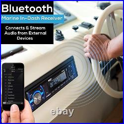 Pyle Marine Bluetooth Stereo Radio 12v Single DIN Style Boat In dash Radio