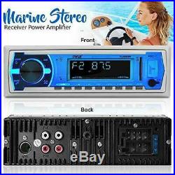 Pyle Marine Bluetooth Stereo Radio 12v Single DIN Style Boat In dash White