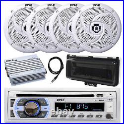 Pyle Marine CD Radio, Amp, Cover, Antenna, 4x 5.25 180W Boat Speakers