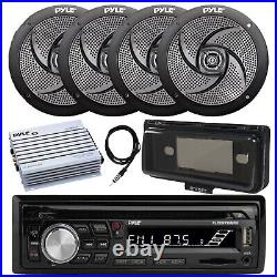 Pyle Marine CD Radio, Amplifier, Cover, Antenna, 4x 5.25 180W Boat Speakers