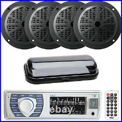 Pyle Marine Stereo USB MP3 Receiver With Radio, 4x 5.25 Speakers, Radio Cover