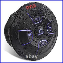 Pyle Marine Wireless Receiver, Amp, 4x 8'' 320W Blue Flashing LED Boat Speakers