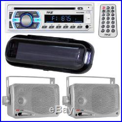 Pyle PLCD43MRB Marine AM/FM Radio Boat Receiver With (2) 3.5 Speakers, Dust Cover