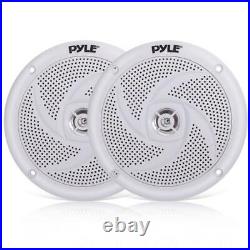 Pyle PLCDBT65 Boat Radio CD Receiver, 4 White Speakers, 400W Amp, Cover, Antenna