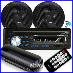 Pyle PLCDBT75MRB In Dash Marine Boat CD Bluetooth + Pair Speaker & Radio Cover