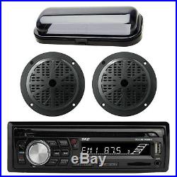 Pyle PLCDBT95 In Dash Marine Boat CD MP3 Player + Pair Speaker and Radio Cover