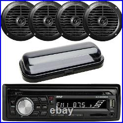 Pyle PLCDBT95 Marine Bluetooth CD/MP3 USB Radio Receiver With Cover, 4 Speakers