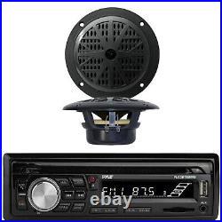 Pyle PLCDBT95 Marine Boat CD/MP3 USB Stereo Receiver with 2x Pyle Speakers