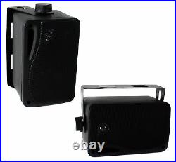 Pyle PLMR17BTB Boat SD USB Stereo Bluetooth 4 Box Speakers 400WAmp Cover Antenna