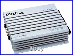 Pyle PLMR17BTB Boat SD USB Stereo Bluetooth 4 Box Speakers 400WAmp Cover Antenna
