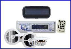 Pyle PLMR18 200 Watt New Marine Boat MP3 USB Radio withCover + 4 x 6.5 Speakers
