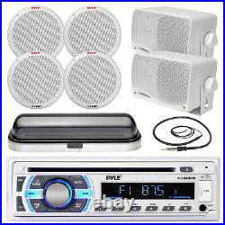 Pyle SD USB Boat Bluetooth Radio, 3.5 Box and 6.5 Speakers, Cover and Antenna