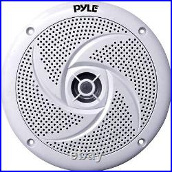 Pyle Single DIN Marine Bluetooth Receiver, Cover, 4x 8 320W Boat Audio Speakers