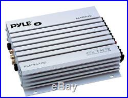 Pyle White Boat Radio Receiver(4) 6.5 150W Marine Speakers, 400W Amplifier