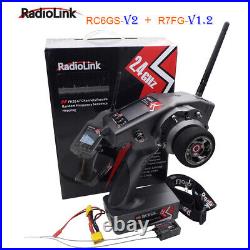 RadioLink RC6GS V2 2.4G 6CH Radio Transmitter R7FG Gyro Receiver for RC Car Boat