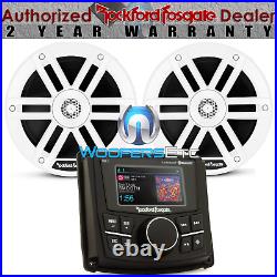 Rockford Fosgate M0-stage2 Pmx2 Marine Receiver + M0-65 6.5 Boat Speakers New