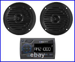 Soundstream MHU-32 Marine Boat ATV/UTV Bluetooth Receiver+(2) Black 4 Speakers