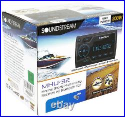 Soundstream MHU-32 Marine Boat ATV/UTV Bluetooth Receiver+2 Black 6.5 Speakers