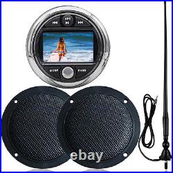 Waterproof Marine Audio Package with Boat Bluetooth Radio for ATV UTV RV UV Yacht