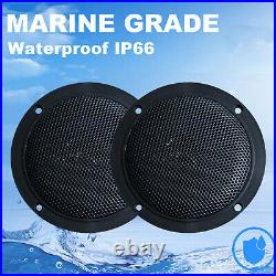 Waterproof Marine Audio Package with Boat Bluetooth Radio for ATV UTV RV UV Yacht