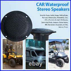 Waterproof Marine Audio Package with Boat Bluetooth Radio for ATV UTV RV UV Yacht