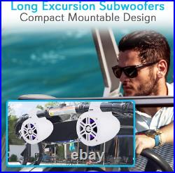 Waterproof Marine Wakeboard Tower Speakers 4In Dual Subwoofer Speaker Set WithLe