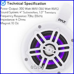 Waterproof Marine Wakeboard Tower Speakers 4In Dual Subwoofer Speaker Set WithLe