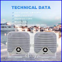 Waterproof Outdoor Stereo Speakers System, Marine Bluetooth Receiver FM AM Radio